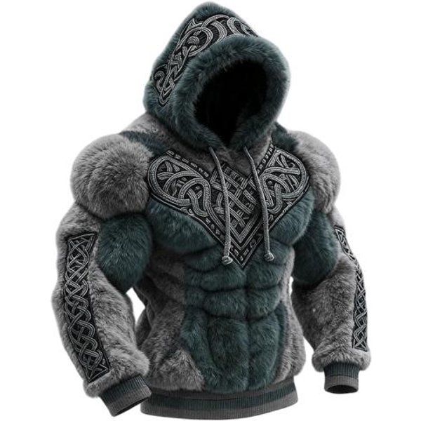 MęSka Bluza Z Kapturem Pulower Z Kapturem I śCiąGaczem DłUgi RęKaw Bluza Z Kapturem Cyfrowy Nadruk 3D Styl Uliczny Bluza Casual Do SiłOwni XL Black-image