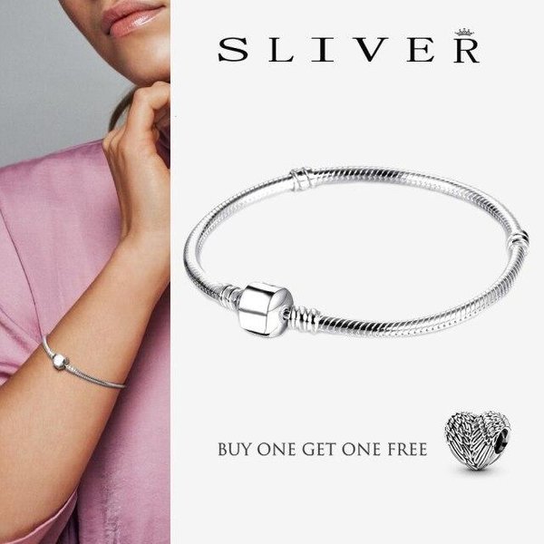 Najlepsza Sprzedaż Nowe 925 Srebro Sterling Moments Oryginalne ZapięCie ŁAńCuszek WężOwy Podstawa Bransoletka Fit Pan Charms Dla Kobiet BiżUteria DIY Prezent 18Cm Gray-image