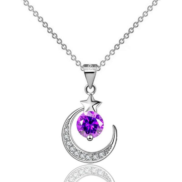 Collar Con Colgante De Estrella Y Luna Moda Japonesa Y Coreana Temperamento Estilo Ins Para Mujer DiseñO De Nicho Cadena Para ClavíCula Gray-image