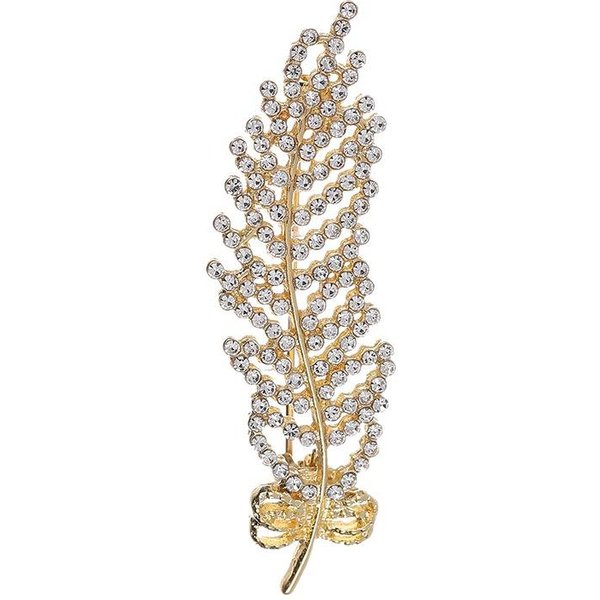 Broche De Lujo De Gama Alta Con Plumas Y PedreríA Personalidad VersáTil Pin Para Abrigo De Lana JoyeríA De Cuello Corsage White-image