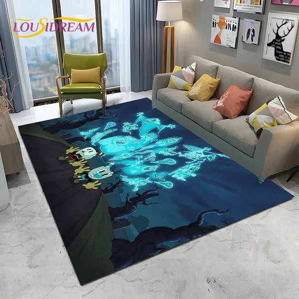 3D Cuphead Mugman Gamer HD Dywan Dywan Dla Domu Salon Sypialnia Sofa Wycieraczka Decor, Dywanik Do Zabawy Dla Dzieci AntypośLizgowa Mata PodłOgowa 80*120Cm-image