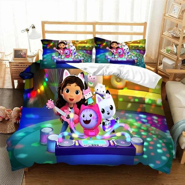 Juego De Ropa De Cama De La Casa De MuñEcas De Gabby Funda NóRdica Colcha Cama Individual Twin Full Queen Juvenil NiñOs NiñA NiñOs Regalo Juego De Ropa De Cama TamañO King 140X200Cm 3Pcs-image