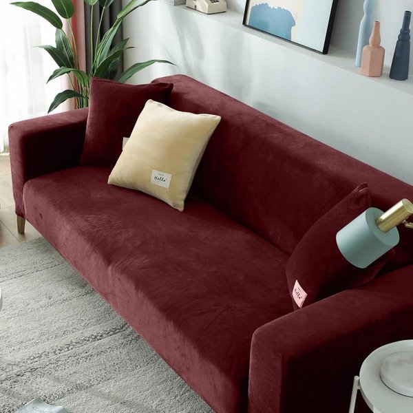 1/2/3/4 Funda De Sofá De Tela De Terciopelo Con Asientos EláStica Funda De Sofá Seccional En Forma De L Funda De Sofá SillóN Para Sala De Estar Hogar 2 Seat-image