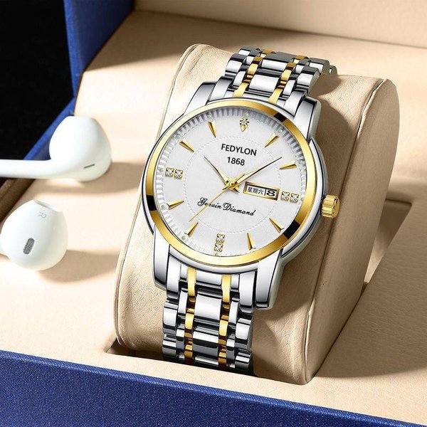 Reloj De Hombre Reloj De Hombre Cuarzo Reloj Famoso Estudiante Correa De Acero Impermeable Totalmente AutomáTico Reloj No MecáNico , White-image