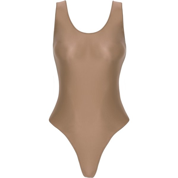 Body Brillante Sin Mangas De Corte Alto Para Mujer, Traje De BañO De Una Pieza Para Yoga, Deportes, Fitness, NatacióN, Traje De BañO M Café-image