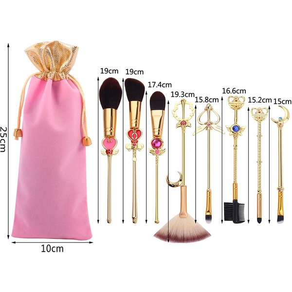 Juego De 8 Pinceles De Maquillaje Anime Sailor Moon Mango De Metal Pinceles CosméTicos Sombra De Ojos Polvo Rubor-image