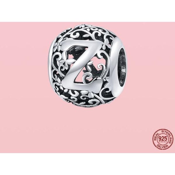 Nuevo Colgante De Plata De Ley 925 Forma Redonda A A Z Abalorios De Letras Abalorio Ajuste Pulsera Original Collar JoyeríA White-image
