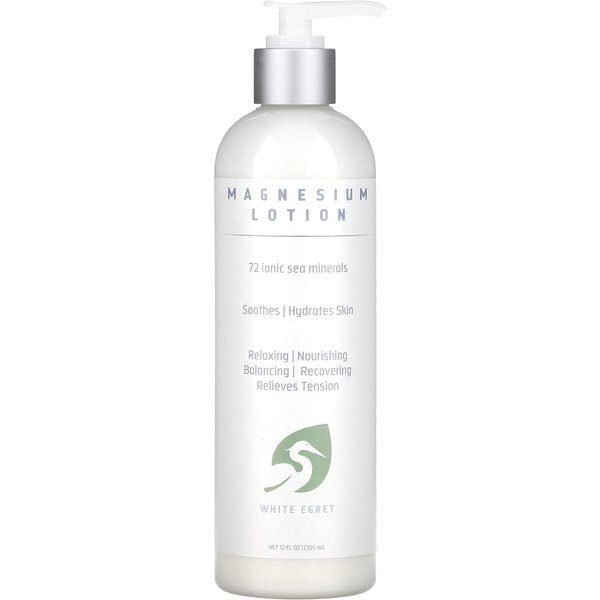 White Egret Personal Care, Magnesium Lotion, 12 Fl Oz (355 Ml) White-image