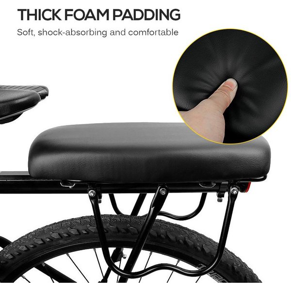 Asiento Trasero Para Bicicleta De MontañA Mtb, De Cuero SintéTico Pu, CojíN Suave Y CóModo, Asiento Trasero Para Bicicleta, Asiento Para NiñOs. Negro-image
