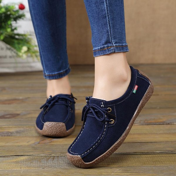Zapatos Mocasines Mujer Moda Zapatillas Slip On Mujer Planos Cuero Con Cordones Zapatos Mujer Zapatos Vulcanizados 35-image
