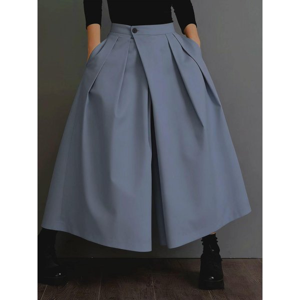 Pantalones Hakama De Moda Para Mujer Unisex Streetwear Pierna Ancha Pantalones Samurai EstéTica Oscura Pantalones Falda S Azul-image