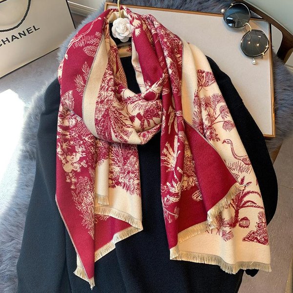 Luksusowy Zimowy Szalik Kaszmirowy Damski Projekt CiepłY Koc Paszmina Poncho Szaliki Damskie Szale Otulają Gruby Foulard Bufanda Brown-image