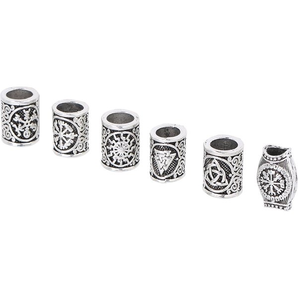 6 Cuentas Para El Pelo De La Barba Vintage Para Rastas, Trenzas, JoyeríA, Pulseras White-image