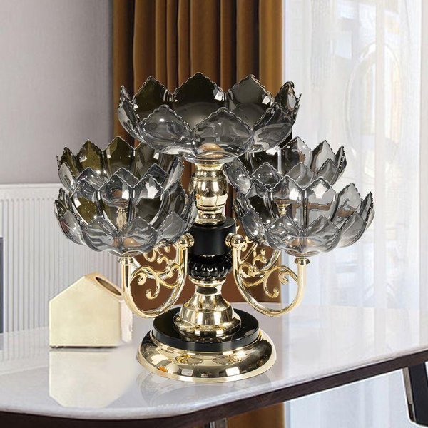 Estilo Lujo Ligero Plato De Frutas De Cristal Giratorio De MúLtiples Capas Estilo Europeo Plato De Frutas De Cristal De MúLtiples Capas-image