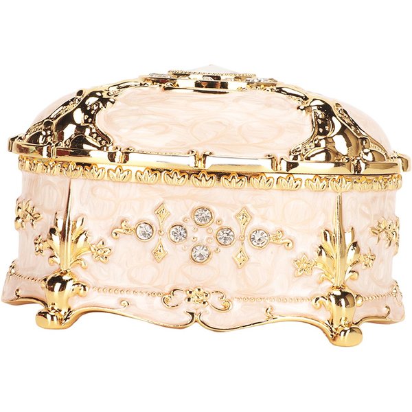 Caja De JoyeríA Vintage Ovalada Para Abalorios De Metal Decorativa Organizador De Anillos Collares Para Mujeres NiñAs-image