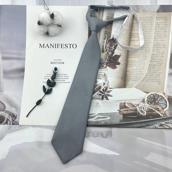 Corbatas JK De Moda Traje De Camisa Para Estudiante Universitario Corbata De Cuello Corbata Lisa MarróN Para Hombres Mujeres Corbata RáPida Corbata Corta De Uniforme De Licenciado Gris-image