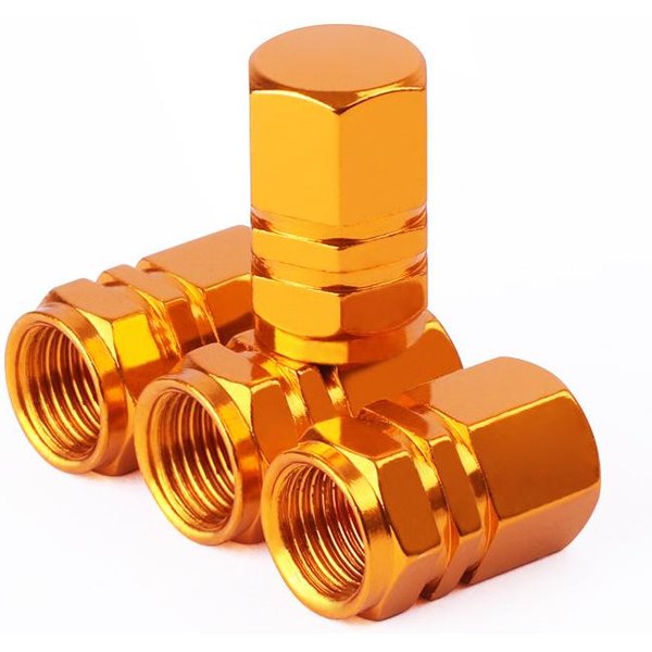 4 Szt. NakręTki Na Wentyle Opon Samochodowych Ryflowany Styl NakręTka Wentyla Opony Aluminiowa NakręTka Na KołO Opony NakręTka Zaworu Powietrza Akcesoria Uniwersalne Do Samochodu ZłOcisty-image