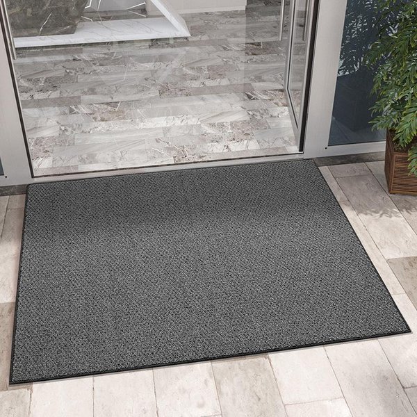 Felpudo De Polipropileno De Color SóLido Comercial FáCil De Cuidar Felpudo De Entrada Felpudo De Puerta Resistente Al Desgaste Felpudo Antideslizante Felpudo Para Porche Para El Polvo 60*90Cm Gray-image