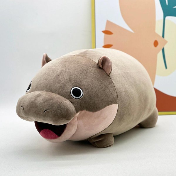 42CM Zabawna Kreatywna Pluszowa Zabawka Hipopotam MięKkie Wypchane Zwierzę KreskóWkowy Hipopotam Poduszka Lalka Do Dekoracji Domu Prezenty Urodzinowe 42Cmx24Cm-image