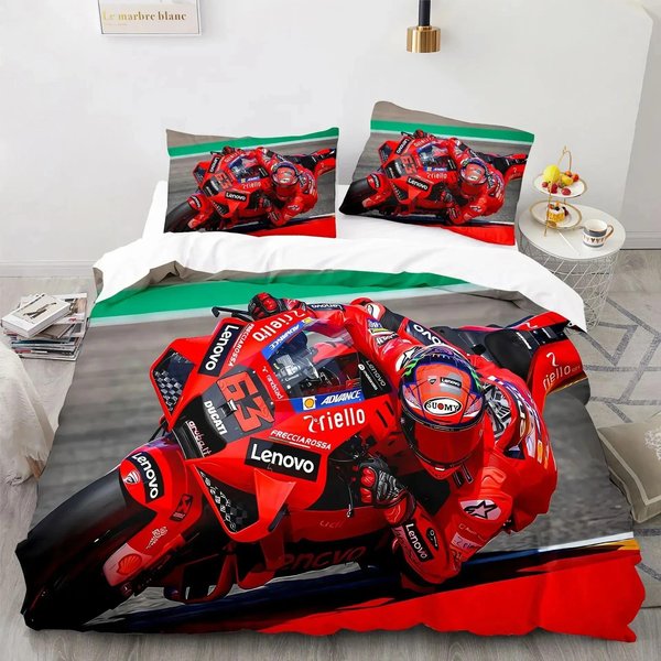 Juego De Cama Con Estampado 3D De Marc MáRquez 93, Funda De EdredóN, Funda De Almohada, EdredóN TamañO King Y Queen, Ropa De Cama Para NiñOs Y Adultos AU Single 140X210Cm-image