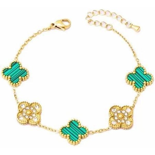 Pulsera De TréBol Acero De Titanio Chapado En Oro 18K Doble Cara Pulsera Beimu 18K-image