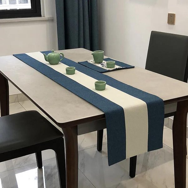 Camino De Mesa De Lino Estilo Chino, Moderno, Minimalista, Para Té, DecoracióN De Mesa, Lavable, Para Cocina, Comedor Y Fiestas 150X33Cm-image
