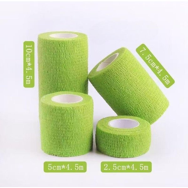 1 Pieza Vendaje EláStico Autoadhesivo Deportivo, ProteccióN Para MuñEca Y Rodilla, Cinta Para Mano Anti-AbrasióN, Vendaje Para Mascotas Fijo, Rollo De Vendaje De Alta Elasticidad 2.5Cm*4.5M Verde-image