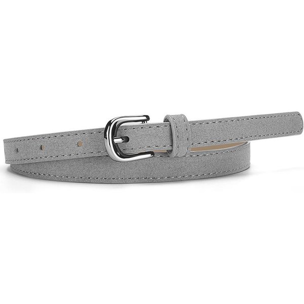 DiseñO Simple Para CinturóN Fino De Mujer Moda Casual VersáTil Accesorios Para Jeans FajíN Gamuza Cuero PU Hebilla De Pin Cinturilla 105CM-image