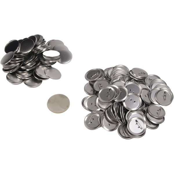 100 ZestawóW Pustych OkrąGłYch Odznak Dostawczych Zestaw Przypinek Uniwersalny Innowacyjny Zestaw Metalowych Odznak Do Samodzielnego Wykonania 3In Gray-image