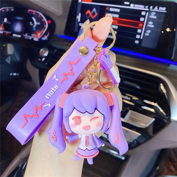 Figurka Lalka Anime Hatsune Miku Brelok Do Kluczy Samochodowych - Urocza Dziewczyna Breloczek WisząCy Dopasowane Breloki Do Torby Dla Pary Prezent Urodzinowy-image