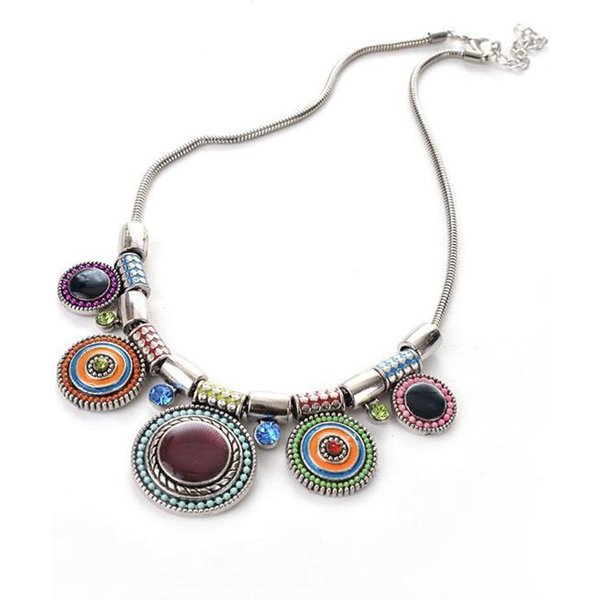 JoyeríA De Moda Estilo Bohemio JoyeríA Vintage Venta Al Por Mayor Gargantilla De Piedras Preciosas Colgantes Con Amuletos Para Mujer Collares DeclaracióN Retro Regalo-image