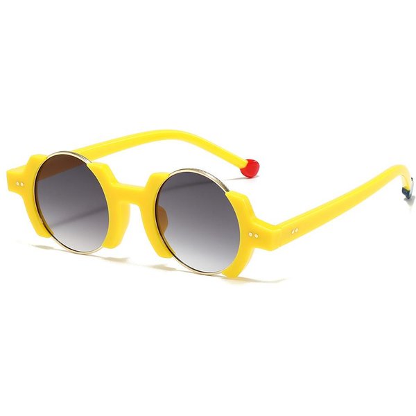 Ins Moda Retro Punk OkrąGłE Damskie Okulary PrzeciwsłOneczne Retro Gradientowe Nit Contrast Color Trend MęSkie Okulary PrzeciwsłOneczne UV400 As Picture Gray-image