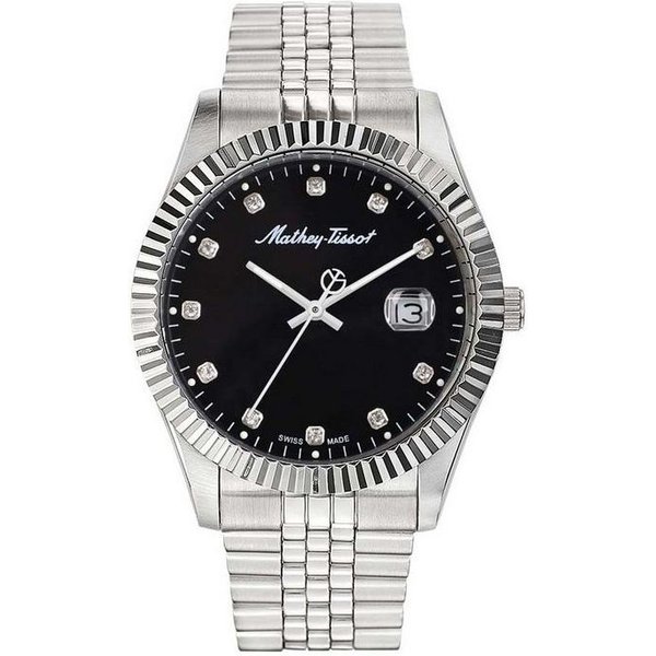 Reloj De Hombre Mathey-Tissot Mathy II Acero Inoxidable Acentos De Cristal Esfera Negra Cuarzo H710AN Negro-image