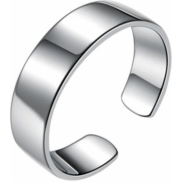 Nueva JoyeríA Sencilla Y Creativa, Lisa, Chapada En Plata, No AléRgica, Temperamento Redondo, Inisex, Moda, Anillos De Apertura Populares R175 Gray-image