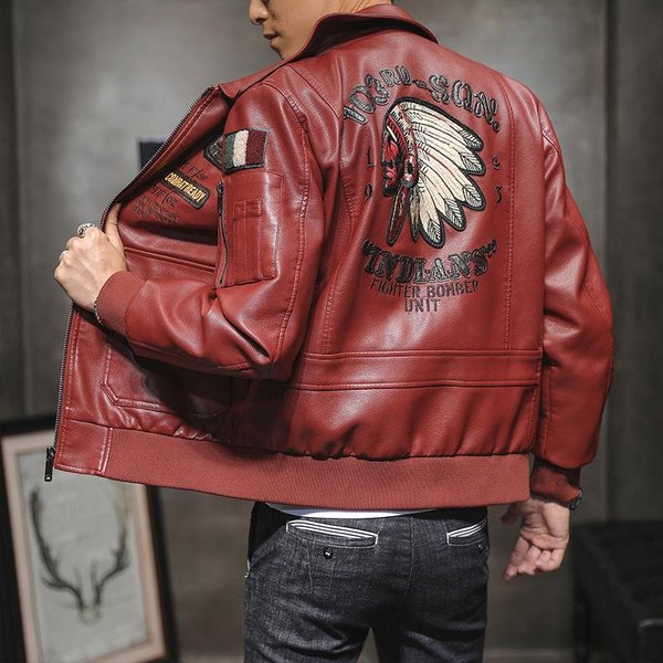 Chaqueta De Cuero Para Hombre OtoñO Nueva Tendencia Casual Punk Europea Y Americana Chaqueta De Cuero Bordada Chaqueta De Motocicleta Para JóVenes Chaqueta De Hombre Tendencia L Black-image