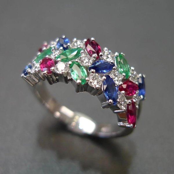 Huitan Deslumbrantes Anillos De Circonita CúBica Colorida Para Mujer Preciosos Accesorios Para Fiesta De Boda Color Nueva JoyeríA De Moda 10-image