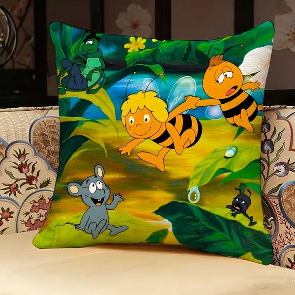 Funda De Almohada M-Maya La Abeja Linda, Estampado A Doble Cara, CojíN Para Sofá, Almohada Para Cabecero De Dormitorio 35X35Cm Orange-image