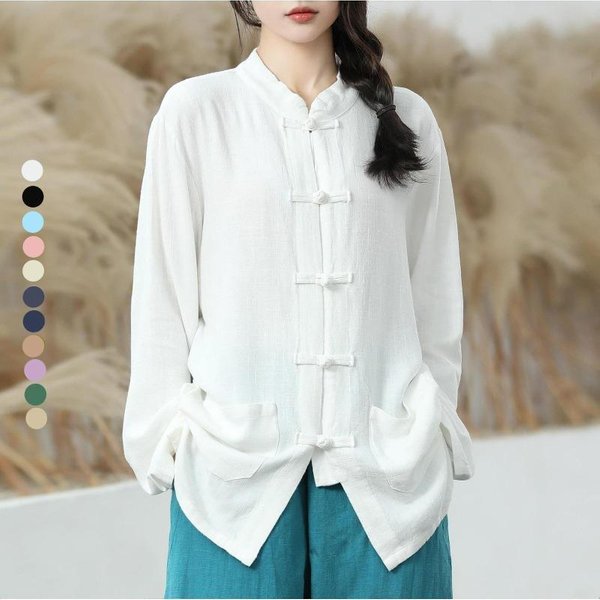 CáRdigan Retro Para Mujer, Camisa Tai Chi, Camisa Tang, Top Estilo Chino S-image