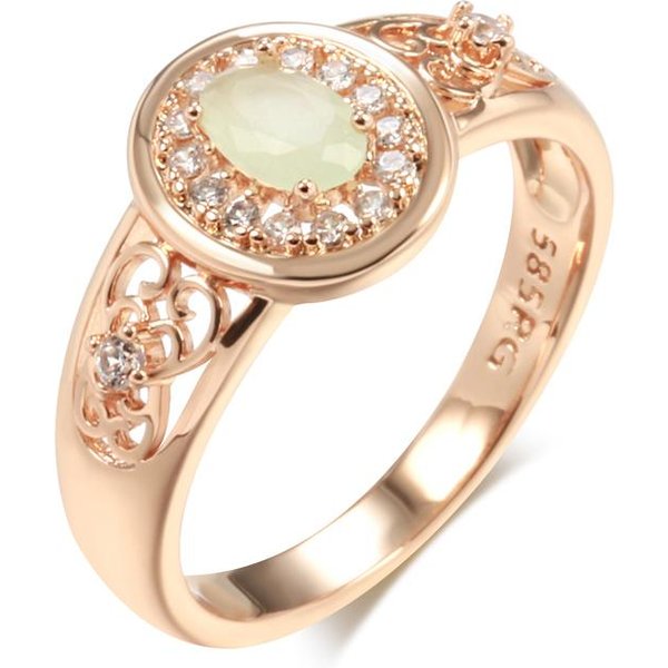Nuevos Anillos De Esmeralda Corte Oval Para Mujer Lujo Zirconia Natural Color Oro Rosa Flor ÉTnico Boda JoyeríA Diaria 9 Beige-image
