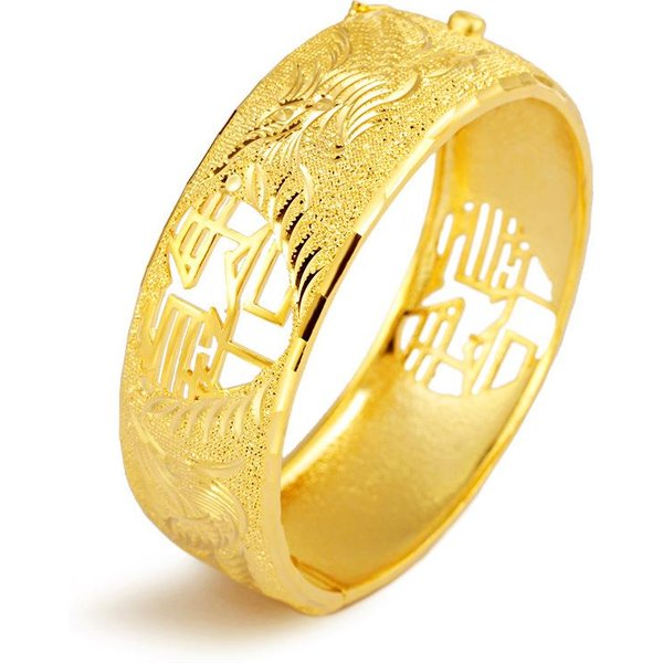 Pulsera Vintage Chapada En Oro Con DragóN Y FéNix, Pulsera De ImitacióN De Oro Yellow-image