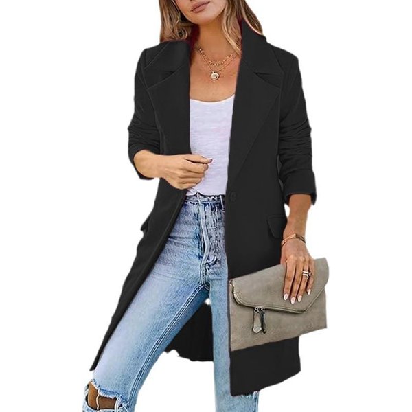 Abrigo De Lana De Talla Grande Para Mujer OtoñO E Invierno Abrigo De Lana CáRdigan De Un BotóN 3XL-image