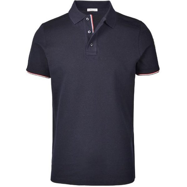 Camiseta Polo De Manga Corta Con Parche De Logo Monocromo Moncler Para Hombre Tops Azul 8A7340084556773 M Black-image