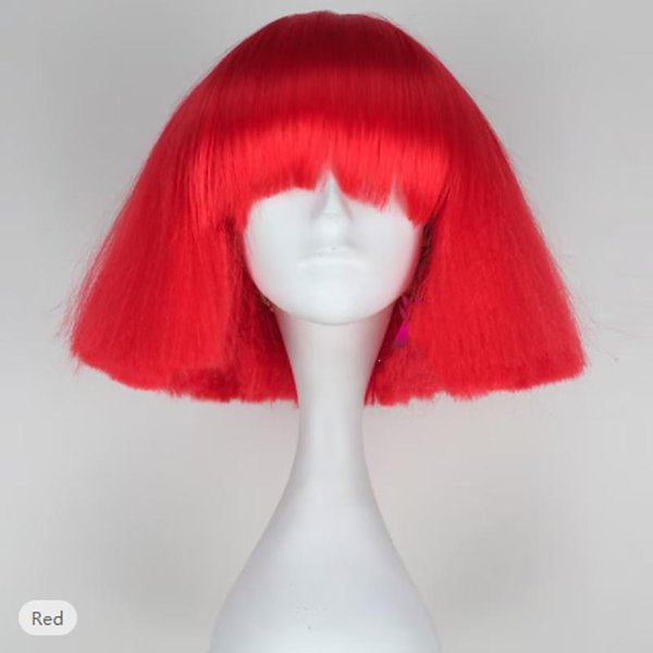 Hairjoy Pelucas Cosplay Lady Gaga Bob Recto Corto MarróN Oscuro Gris Plateado Rubio Oscuro Rosa Verde Rubio Negro Pelo SintéTico Peluca Red-image