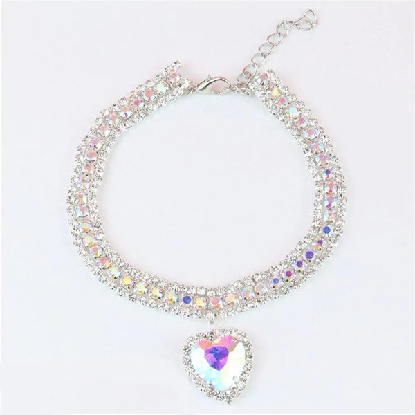 Collar Con PedreríA Diamante Para Gato Gatito Lindo Bling Accesorios Para Mascotas Gato Cachorro Perro Colgante De Cristal Collar De Diamante M Neck 25-30Cm-image