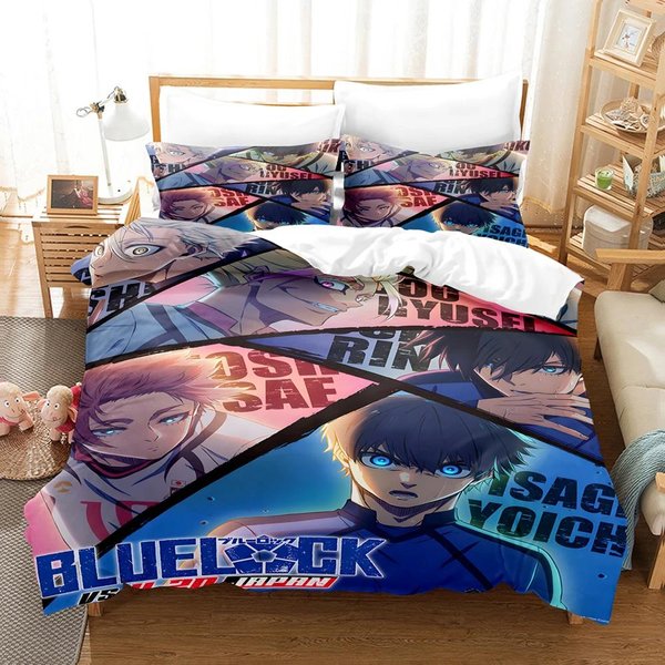 GorąCe Anime Blue Lock Zestaw PośCieli Zestaw Poszwy Na KołDrę Rozmiar King Queen Twin Double Zestaw Poszwy Na KołDrę Dla NastolatkóW I ChłOpcóW MiłOśNik Anime US Twin(172X218Cm)-image