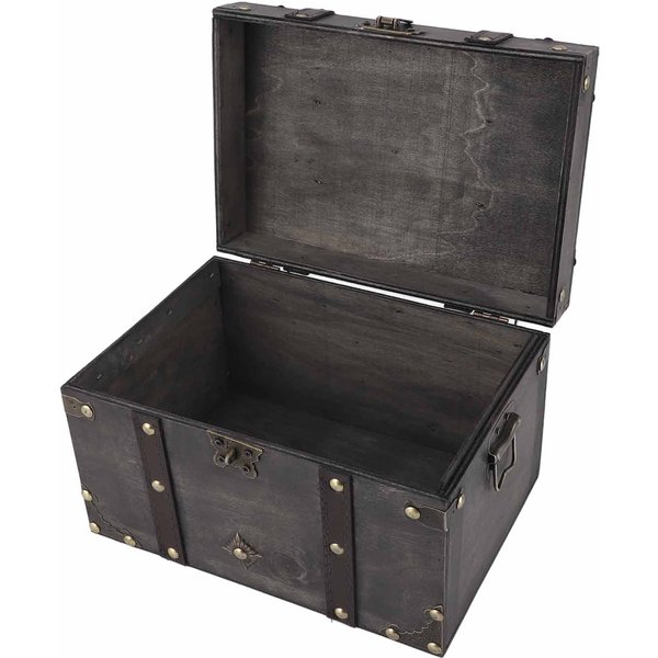 Caja De Almacenamiento De Madera Vintage, Cofre Del Tesoro Decorativo Antiguo, Caja De Almacenamiento Grande Y Exquisita-image
