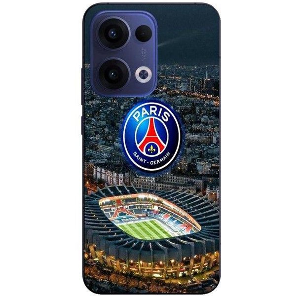 Coque De TéLéPhone - Maniacase - Oppo Reno 13 5G - Silicone - Souple - PSG Logo Nuit Eiffel Negro-image
