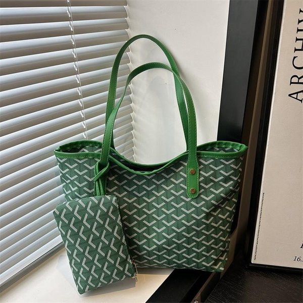 Bolso Tote De Gran Capacidad Bolso De Hombro Moda Primavera Retro Bolso De Mujer Nicho Bolso De Mano Casual Verde-image