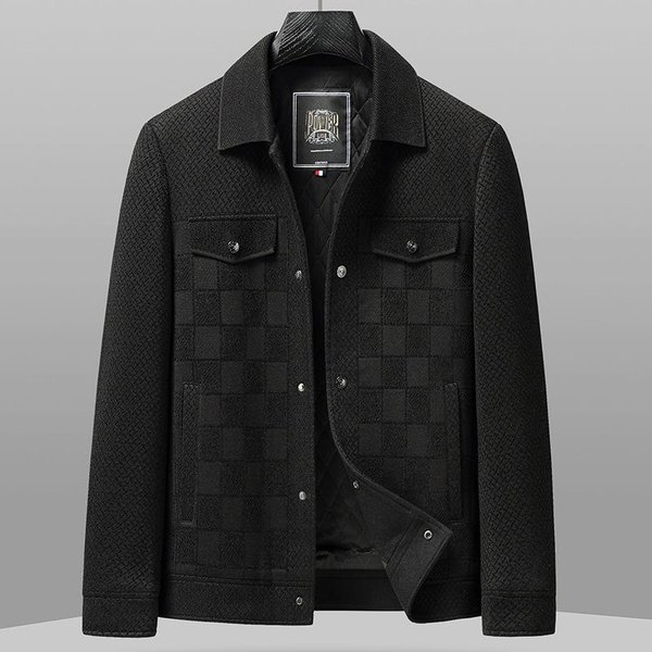 Chenel OtoñO E Invierno Nuevo Estilo Acolchado Guapo Solapa Chaqueta Casual Para Hombre Chaqueta De Moda Chaqueta Para Hombre Papá 4XL Black-image