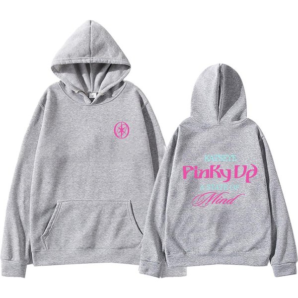 Katseye RÓŻOwy Kciuk W GÓRĘ Nadruki K-Pop Bluzy Modne MęSkie Damskie Y2K Bluza Bluza Z Kapturem Polarowy Dres Oversize Streetwear Prezenty Dla FanóW Bluzy Z Kapturem Anime XS Kolor Szary-image